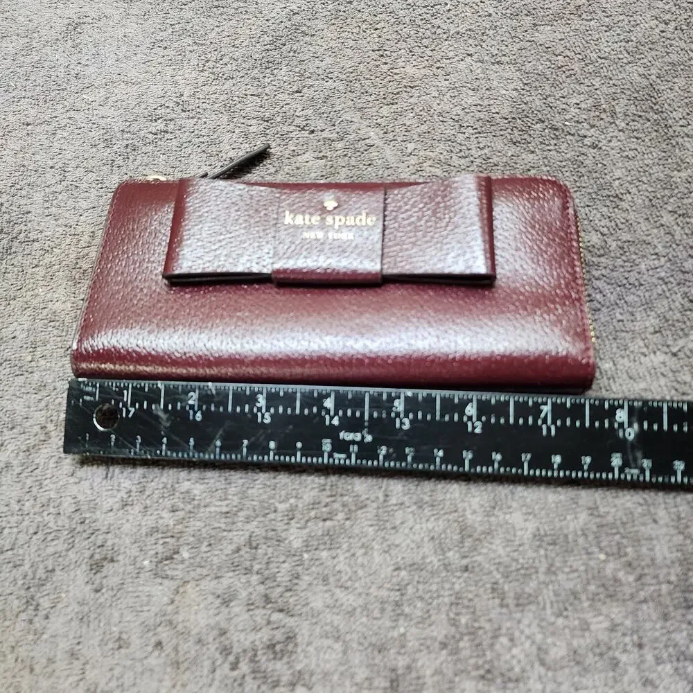Kate Spade Matthews St. Nisha wine burgundy Wallet bow NWOT unused b50